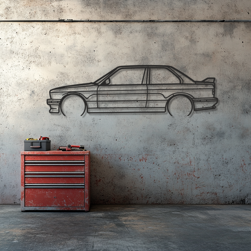 BMW E30 M3 Silhouette Metal Wall Art