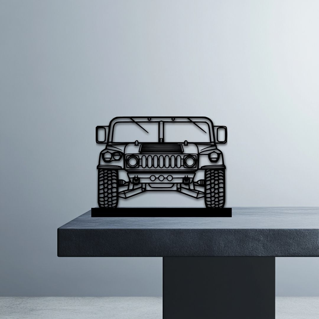 Hummer H1 Front Silhouette Metal Stand Art