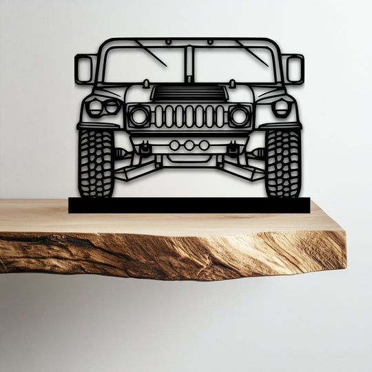 Hummer H1 Front Silhouette Metal Stand Art