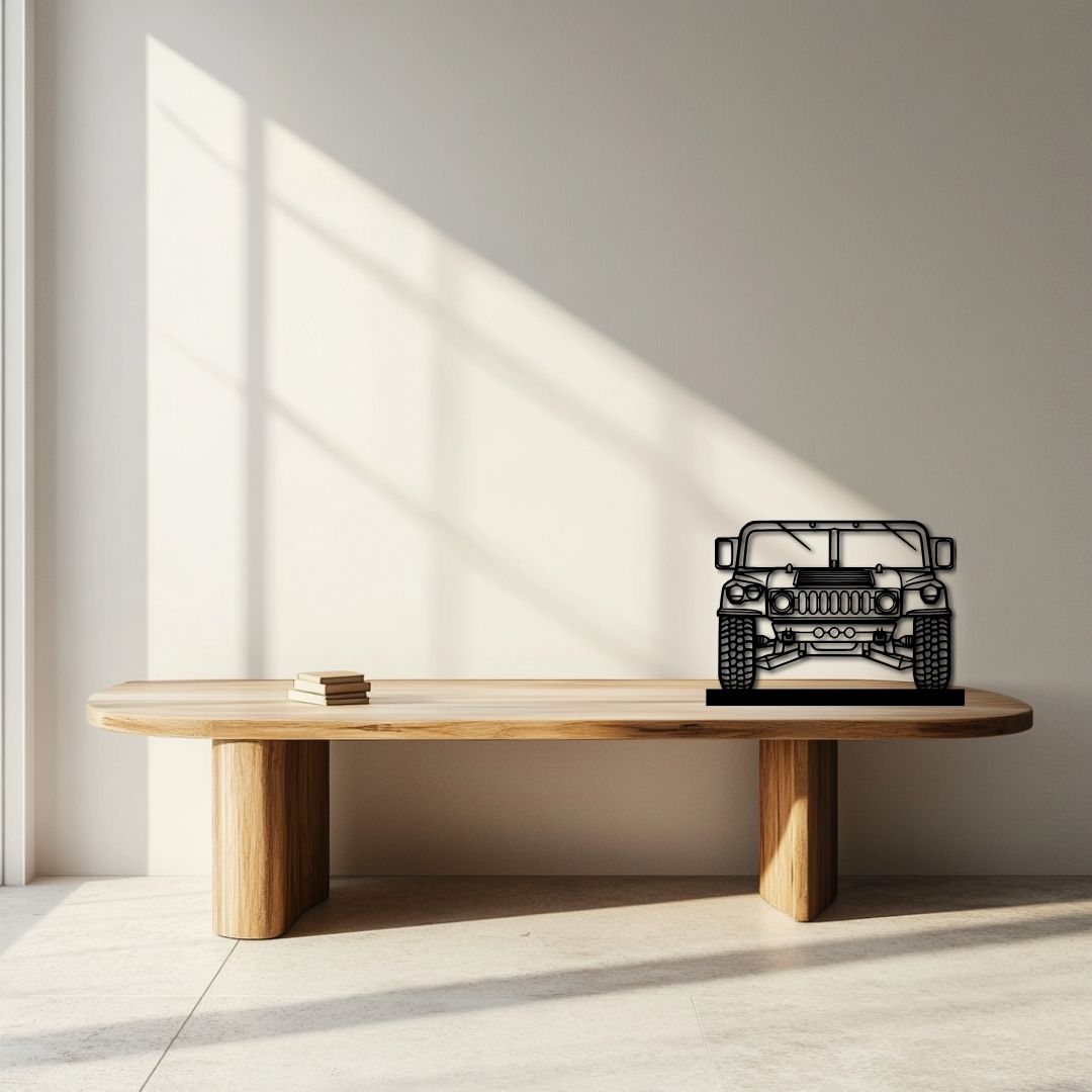 Hummer H1 Front Silhouette Metal Stand Art