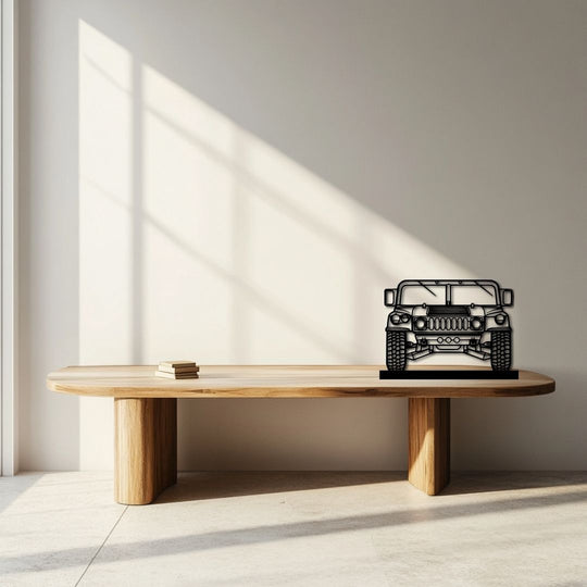 Hummer H1 Front Silhouette Metal Stand Art