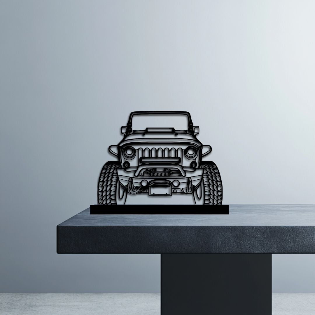 Jeep Wrangler Tuned Front Silhouette Metal Stand Art