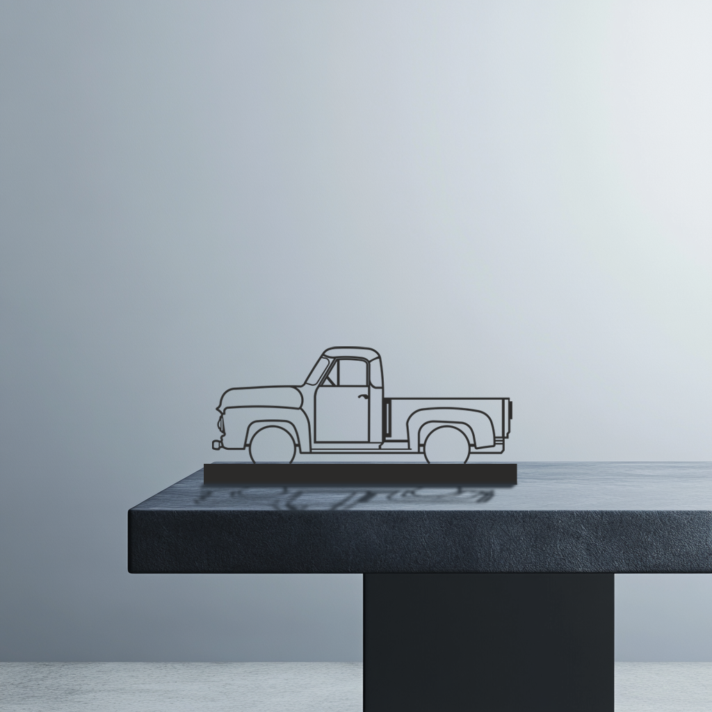 Classic Truck 1 Silhouette Metal Stand Art