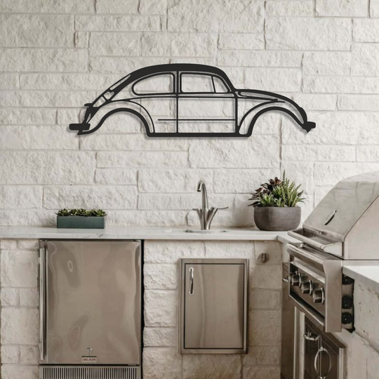 Volkswagen Beetle T1 Silhouette Metal Wall Art