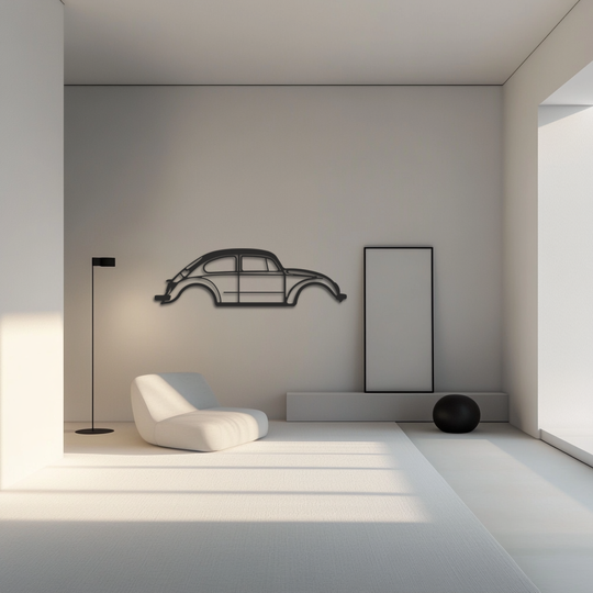 Volkswagen Beetle T1 Silhouette Metal Wall Art