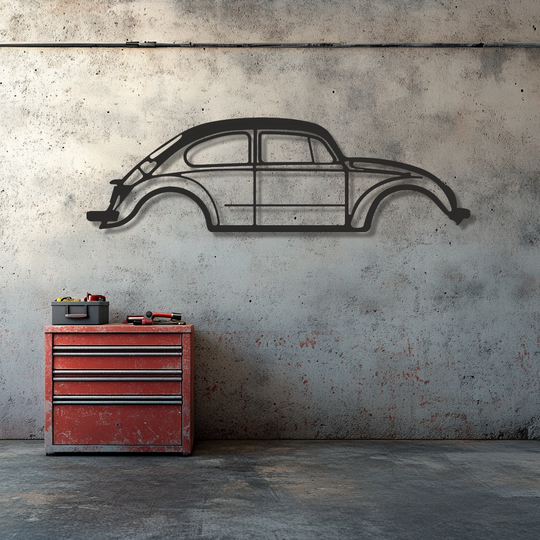 Volkswagen Beetle T1 Silhouette Metal Wall Art