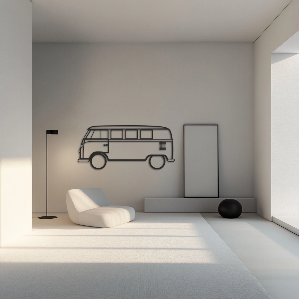 Volkswagen Bulli T1 Silhouette Metallwanddeko