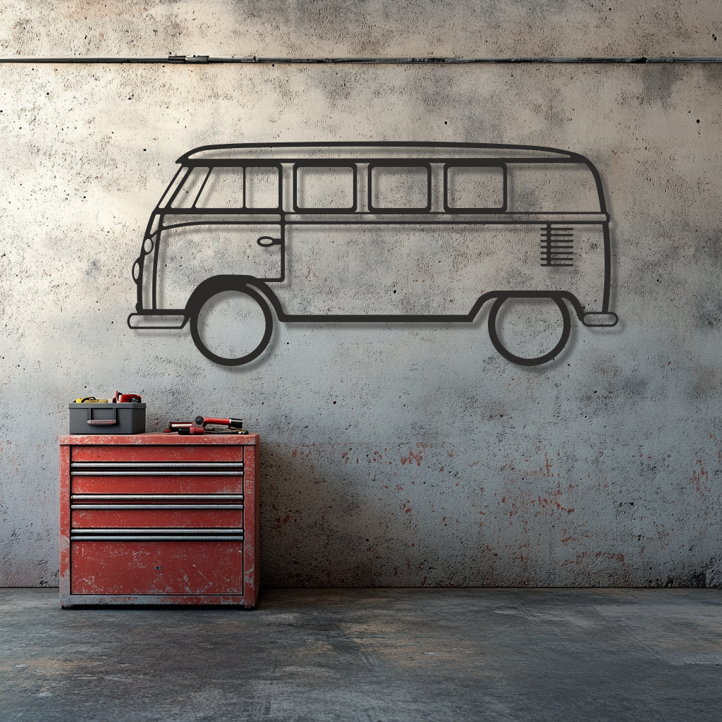 Volkswagen Bulli T1 Silhouette Metallwanddeko