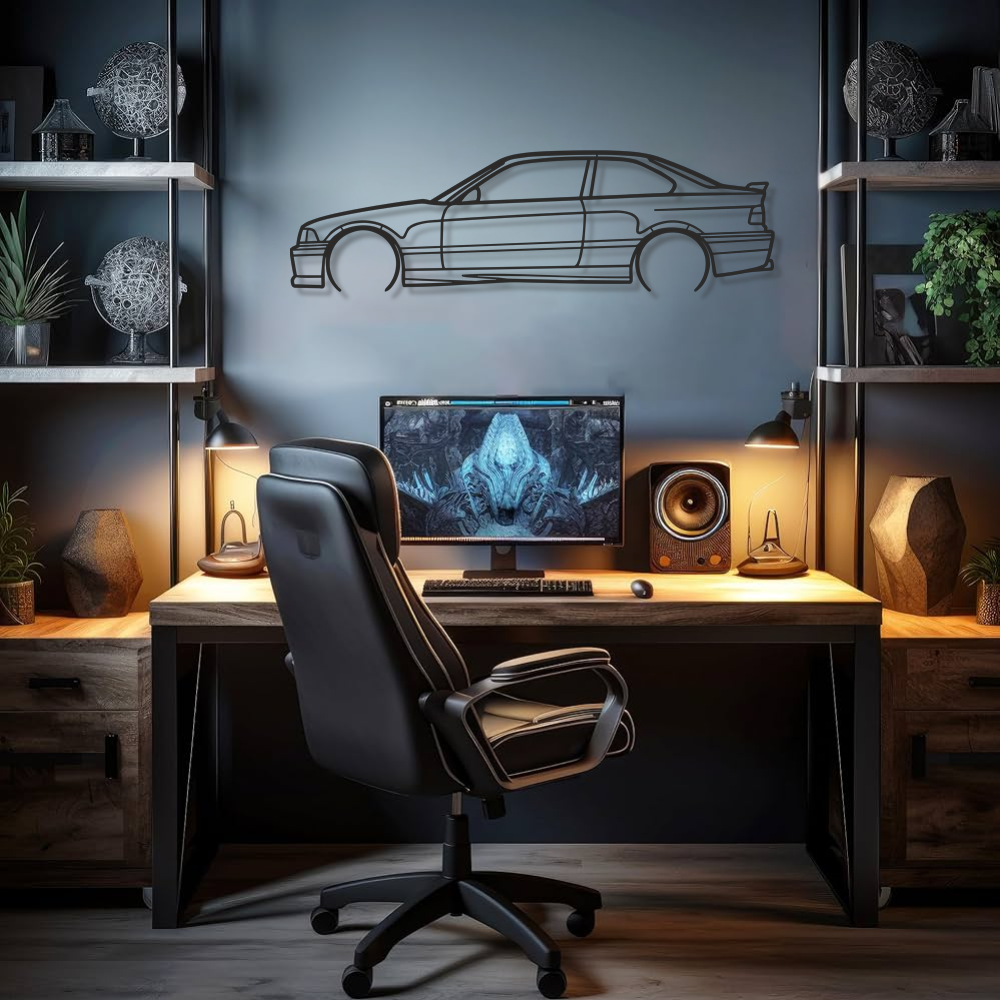 BMW E36 M3 Silhouette Metal Wall Art