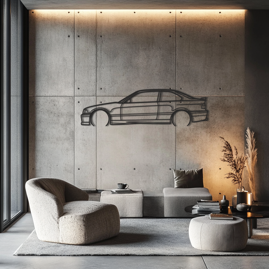 BMW E36 M3 Silhouette Metal Wall Art