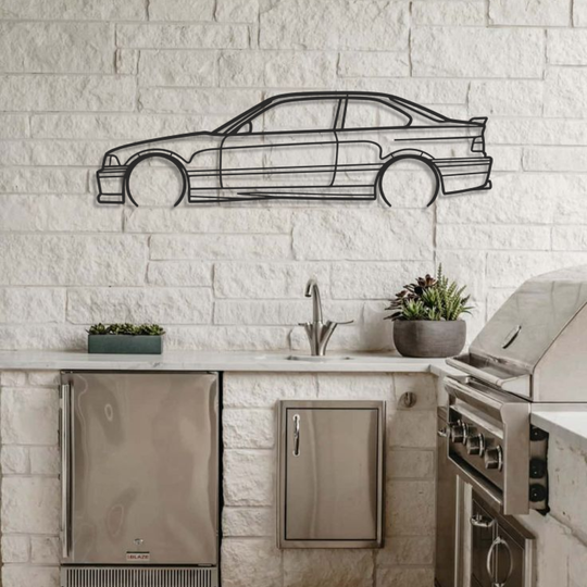 BMW E36 M3 Silhouette Metal Wall Art