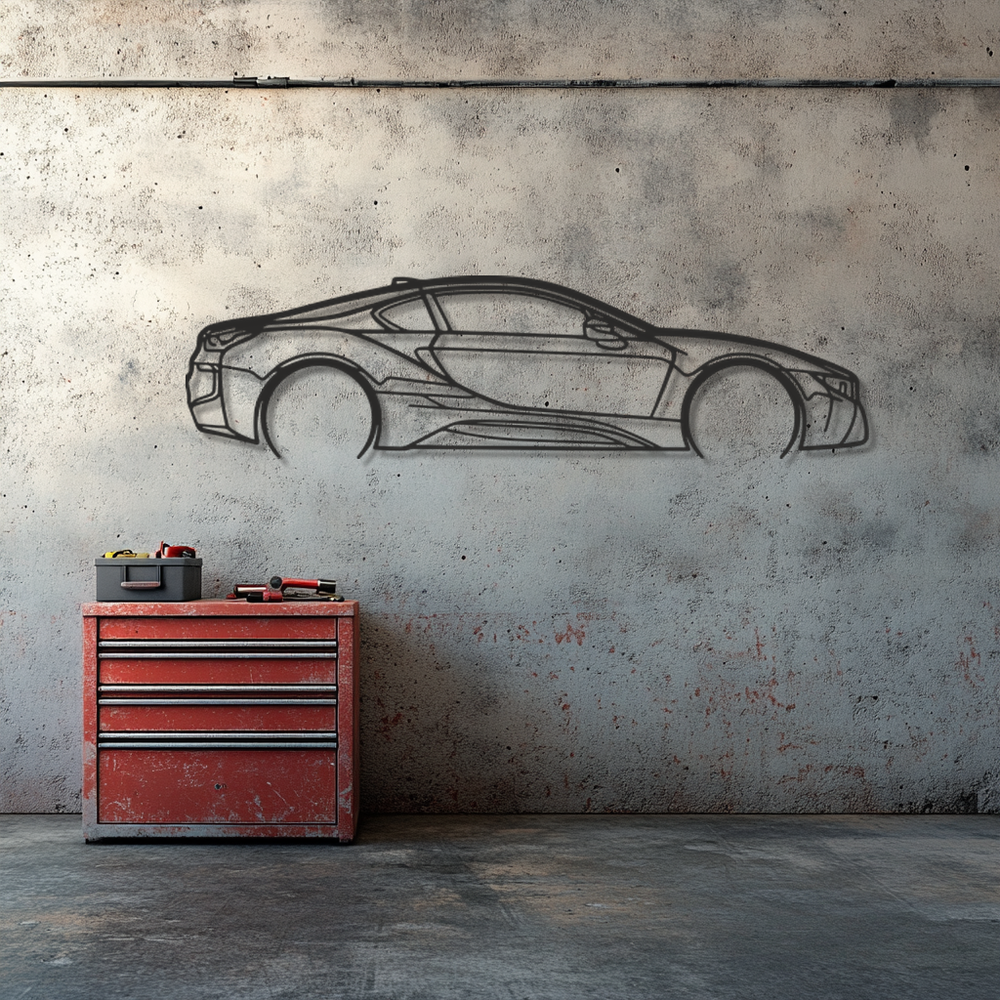 BMW i8 Silhouette Metal Wall Art