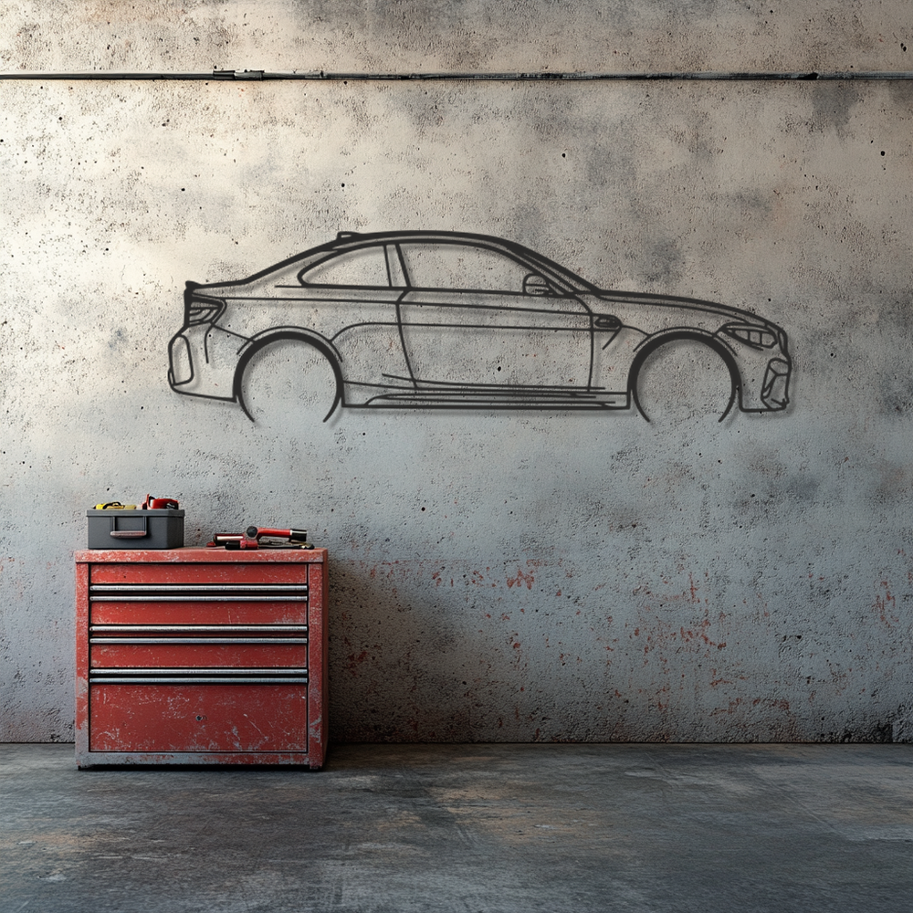 BMW M2 F87 Silhouette Metal Wall Art