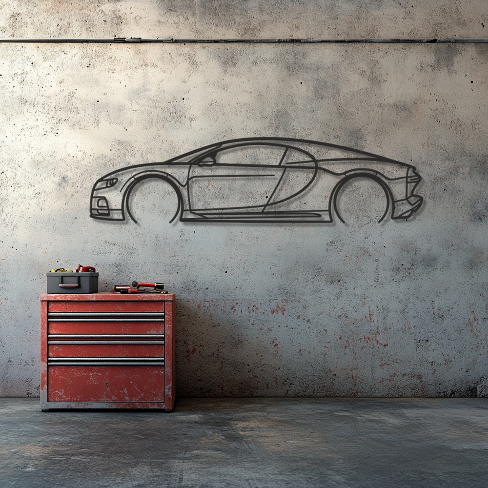 bugatti Chiron Silhouette Metal Wall Art