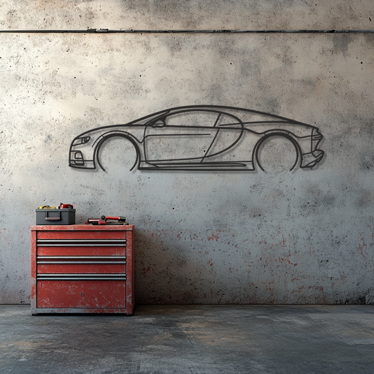 bugatti Chiron Silhouette Metal Wall Art