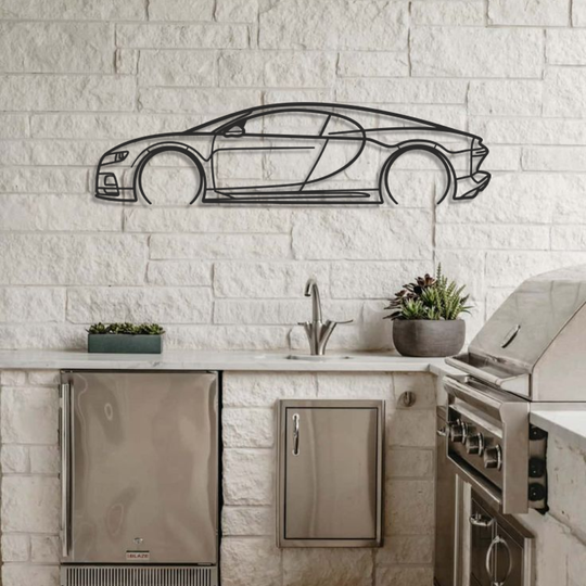 bugatti Chiron Silhouette Metal Wall Art