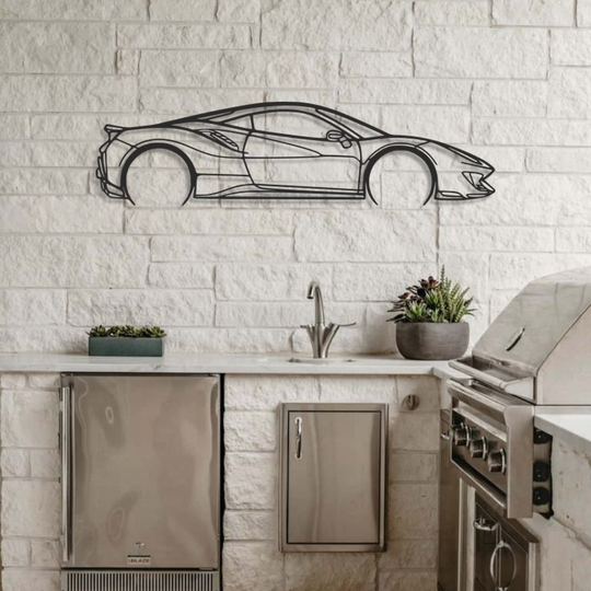 Ferrari 488 pista Silhouette Metal Wall Art
