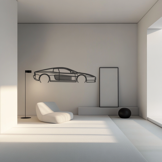 Ferrari testarossa Silhouette Metal Wall Art