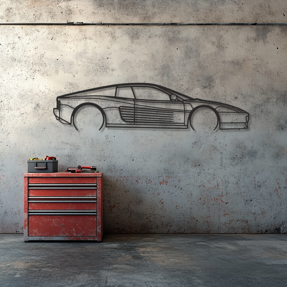 Ferrari testarossa Silhouette Metal Wall Art