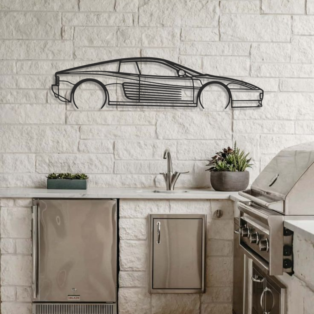 Ferrari testarossa Silhouette Metal Wall Art