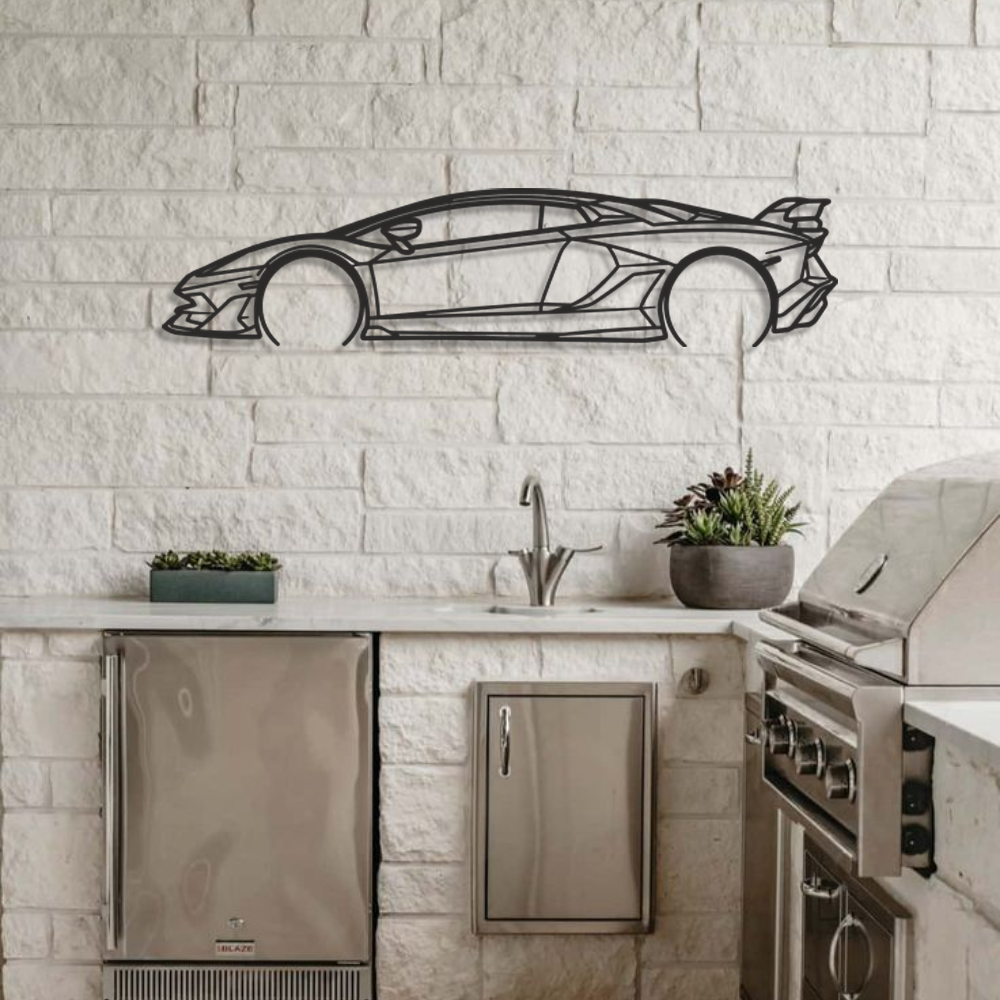 Lamborghini Aventador Silhouette Metal Wall Art