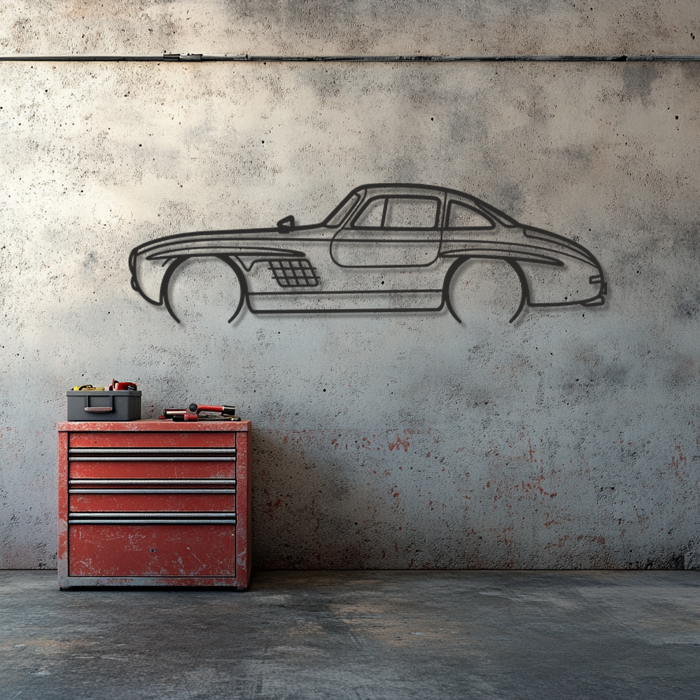 Mercedes 300sl Silhouette Metal Wall Art