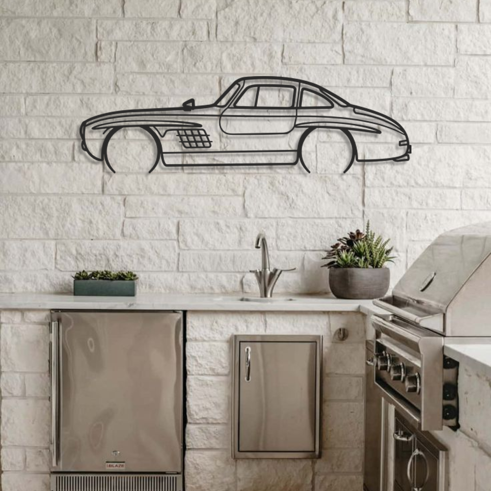 Mercedes 300sl Silhouette Metal Wall Art