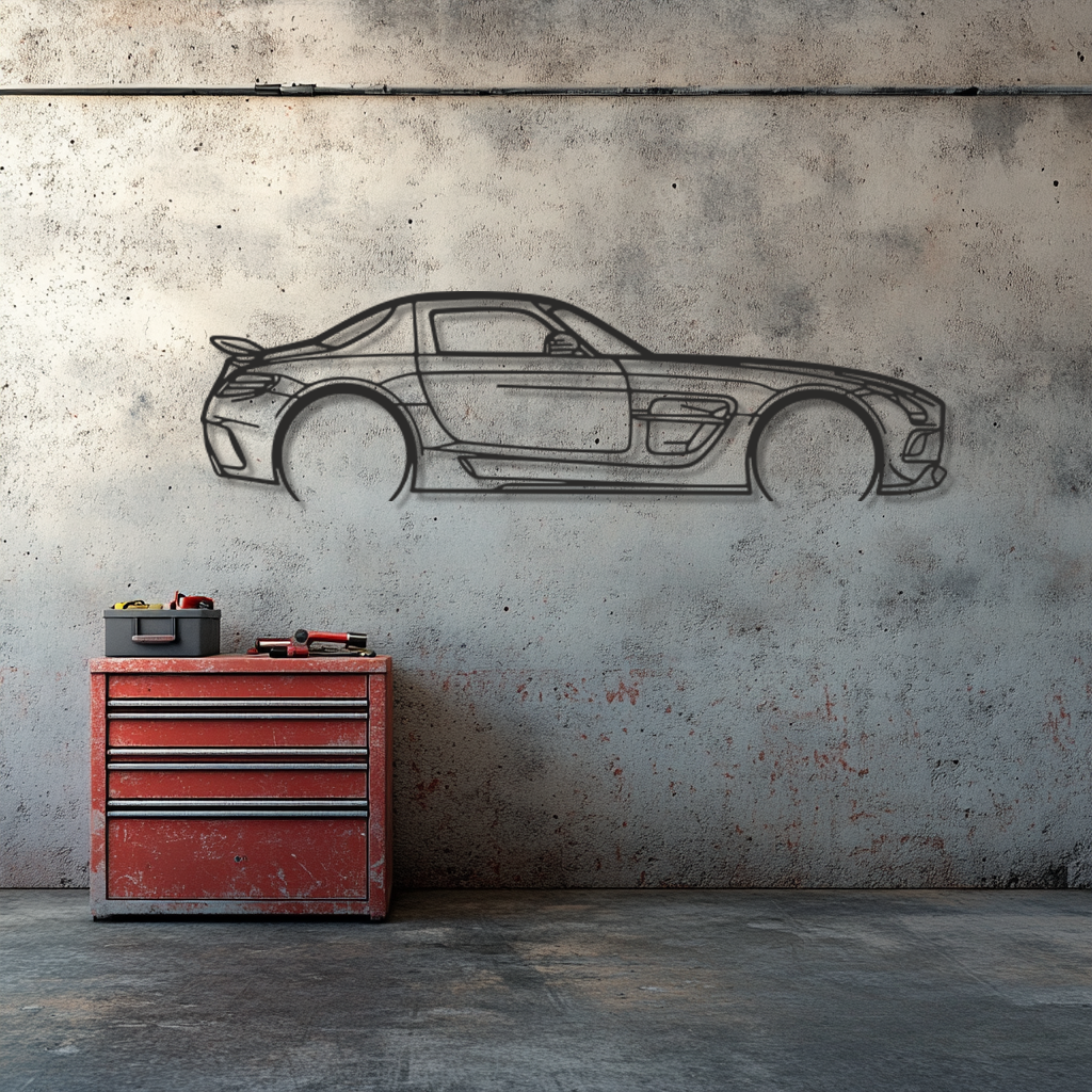 Mercedes SLS AMG Silhouette Metal Wall Art