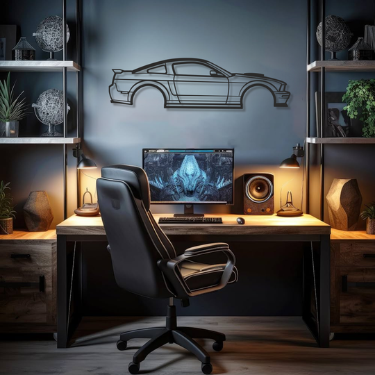 Изкуство за метална стена с силует на кола Mustang