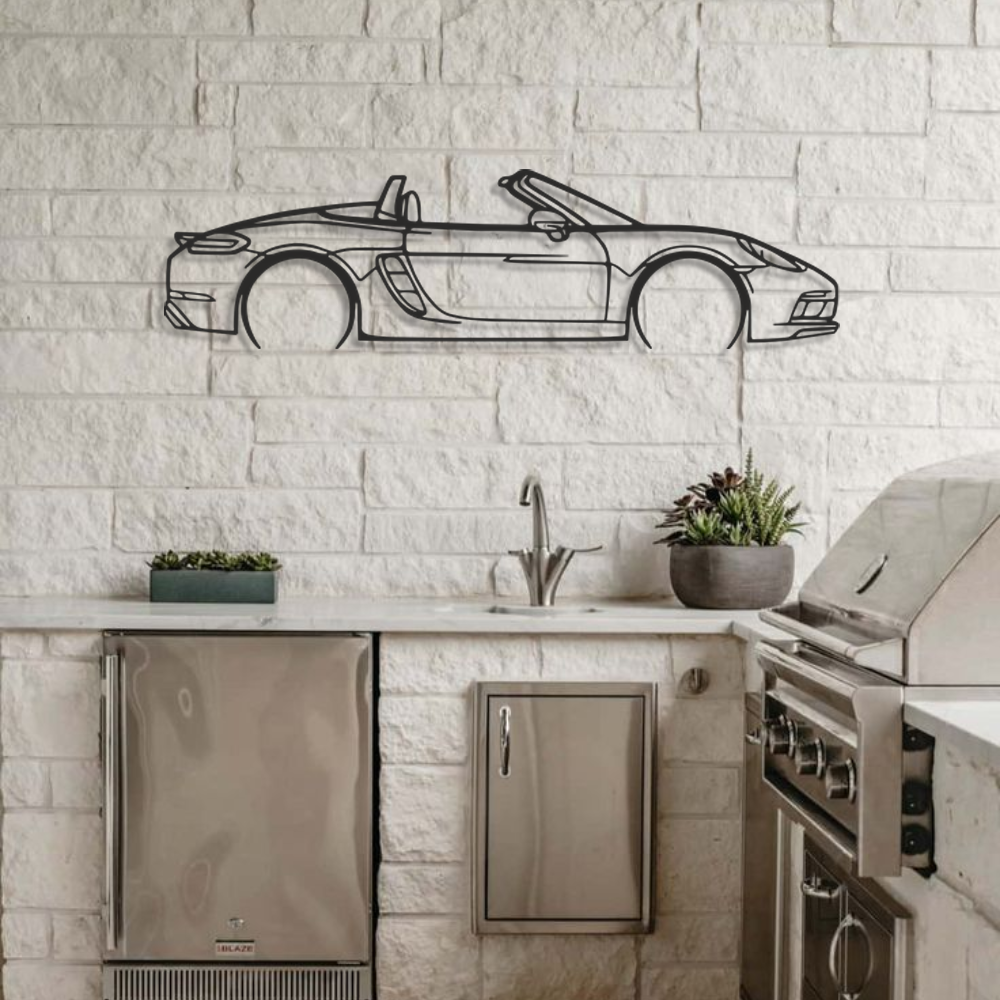 Porsche 718 boxster GTS Silhouette Metal Wall Art