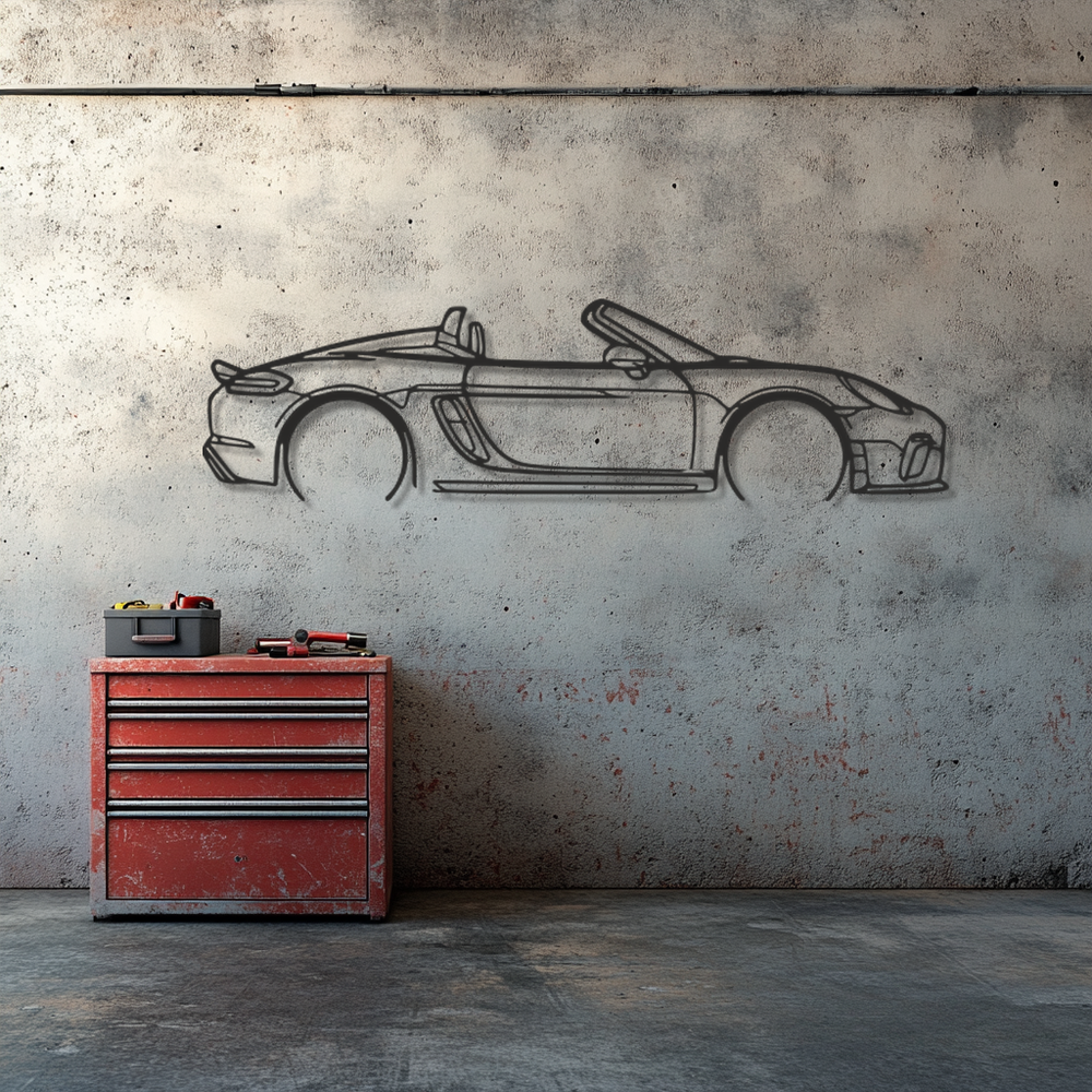 Porsche 718 spider 2020 Silhouette Metal Wall Art