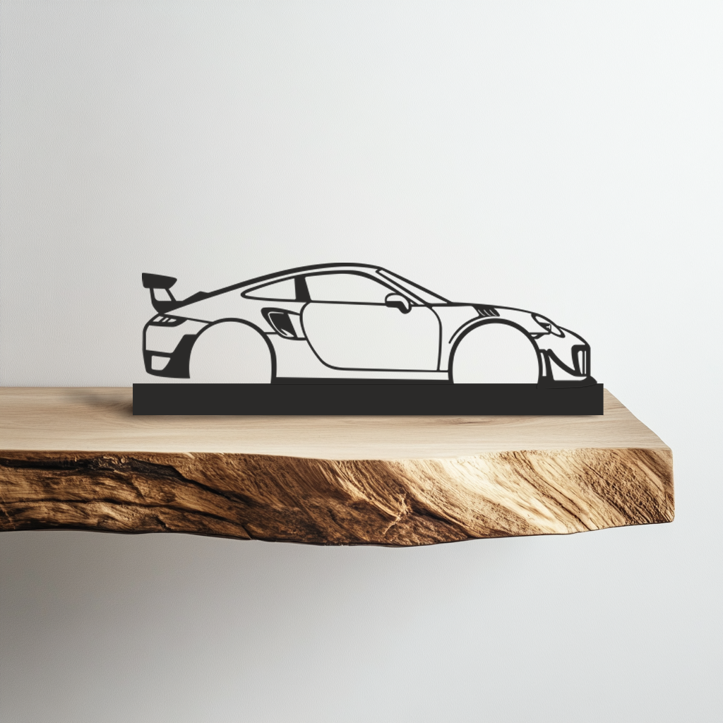 Porsche 911 Silhouette Metal Stand Art