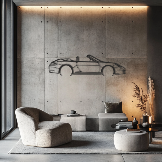 Porsche 911 cabrio 997 Silhouette Metal Wall Art