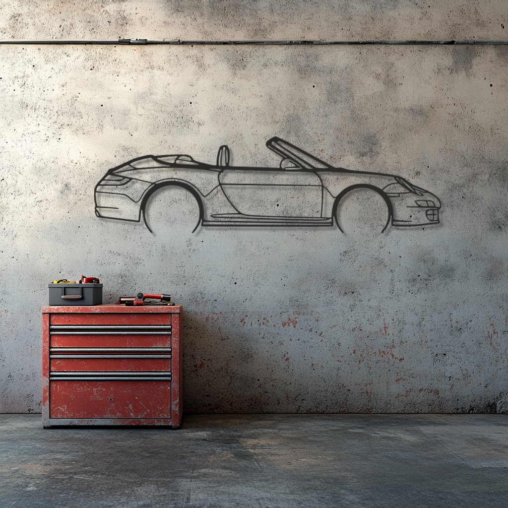 Porsche 911 cabrio 997 Silhouette Metal Wall Art