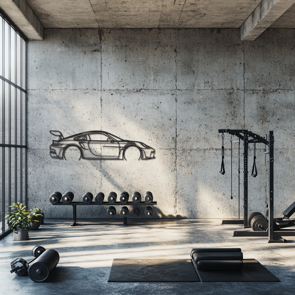 Silhouette Porsche 911 GT3 RS – Wall-Art Métal – 150x100cm – Argenté