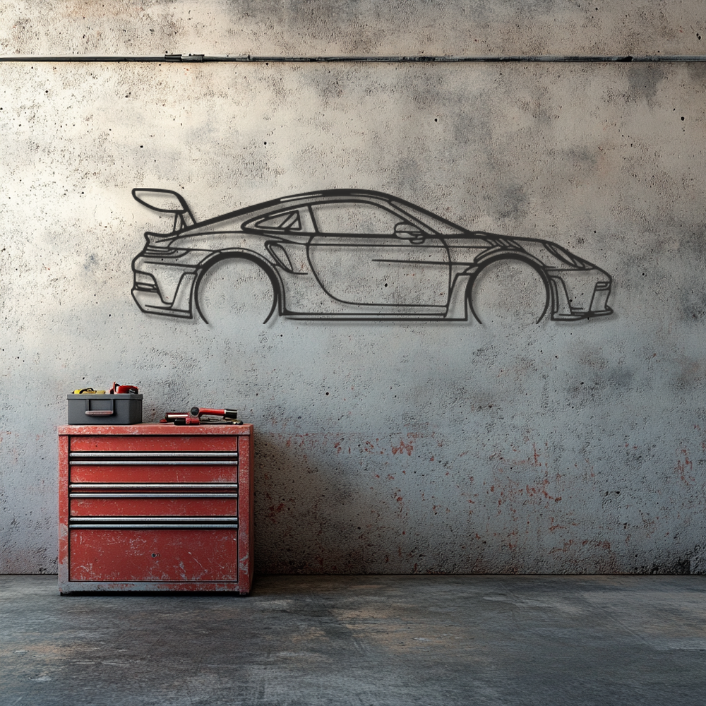 Porsche 911 gt3 rs Silhouette Metal Wall Art