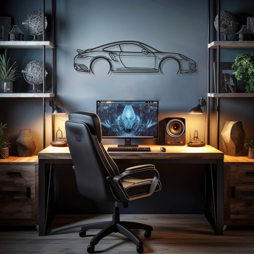 Metallwanddeko „Porsche 911 991 Turbo“ Silhouette
