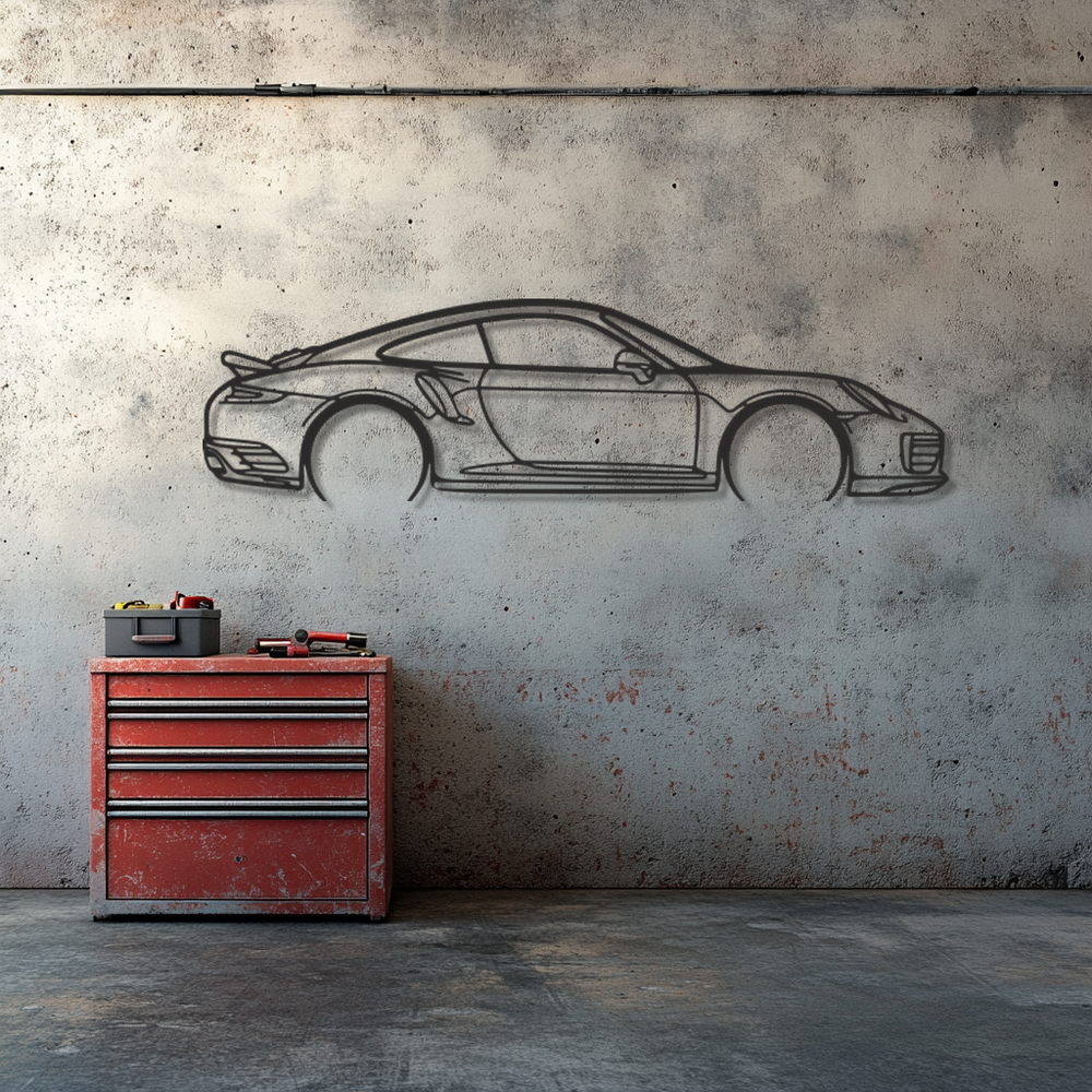 Metallwanddeko „Porsche 911 991 Turbo“ Silhouette