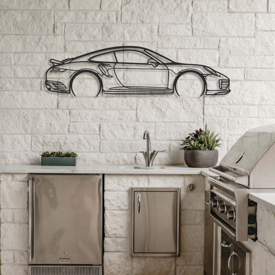 Metallwanddeko „Porsche 911 991 Turbo“ Silhouette