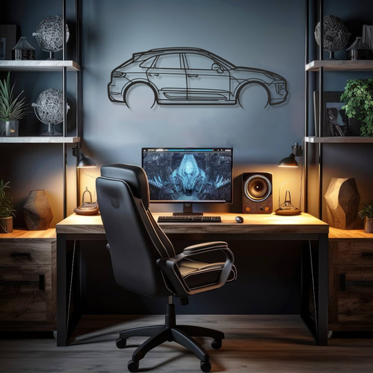 Metallwandkunst, Silhouette des Porsche Macan GTS