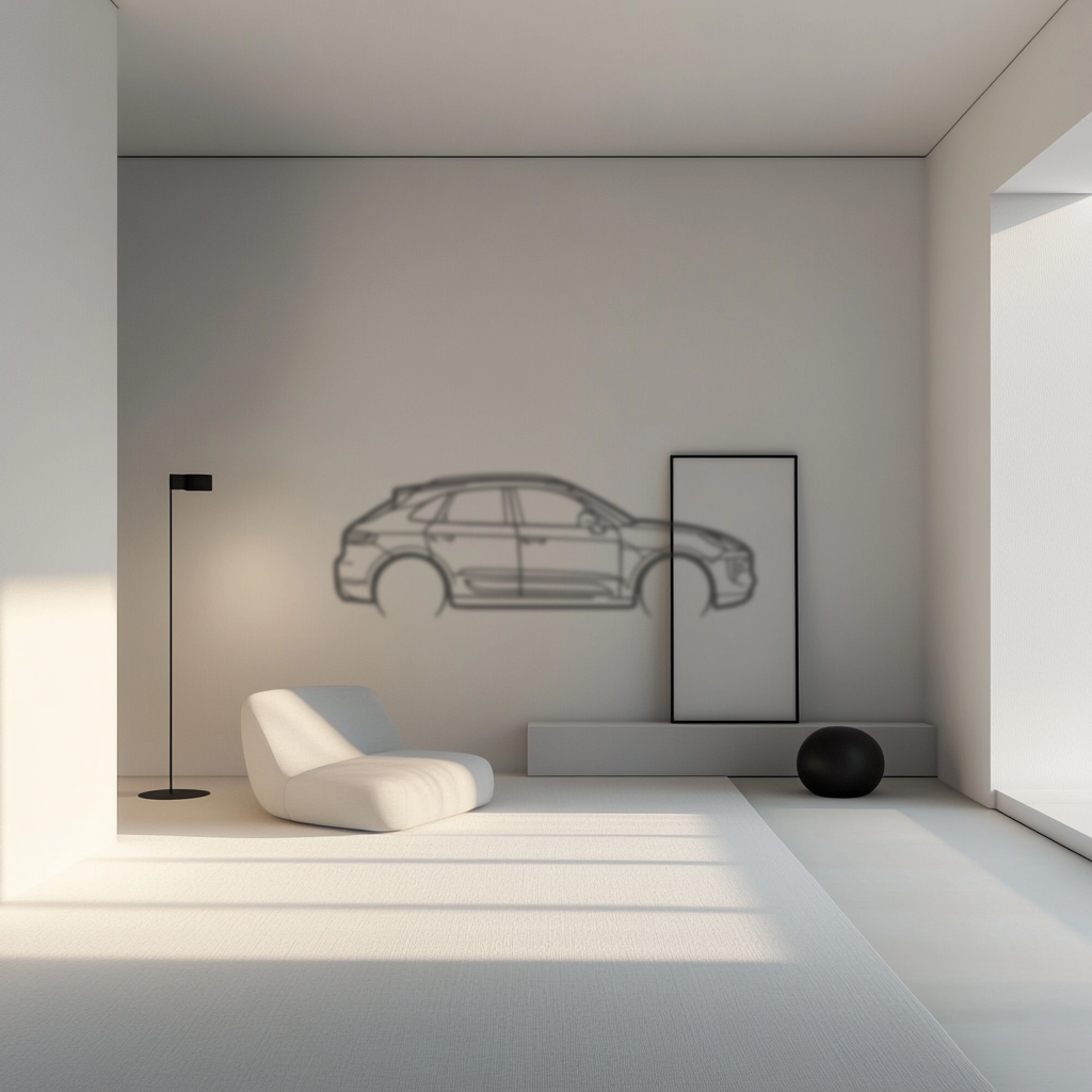 Metallwandkunst, Silhouette des Porsche Macan GTS