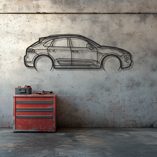 Metallwandkunst, Silhouette des Porsche Macan GTS