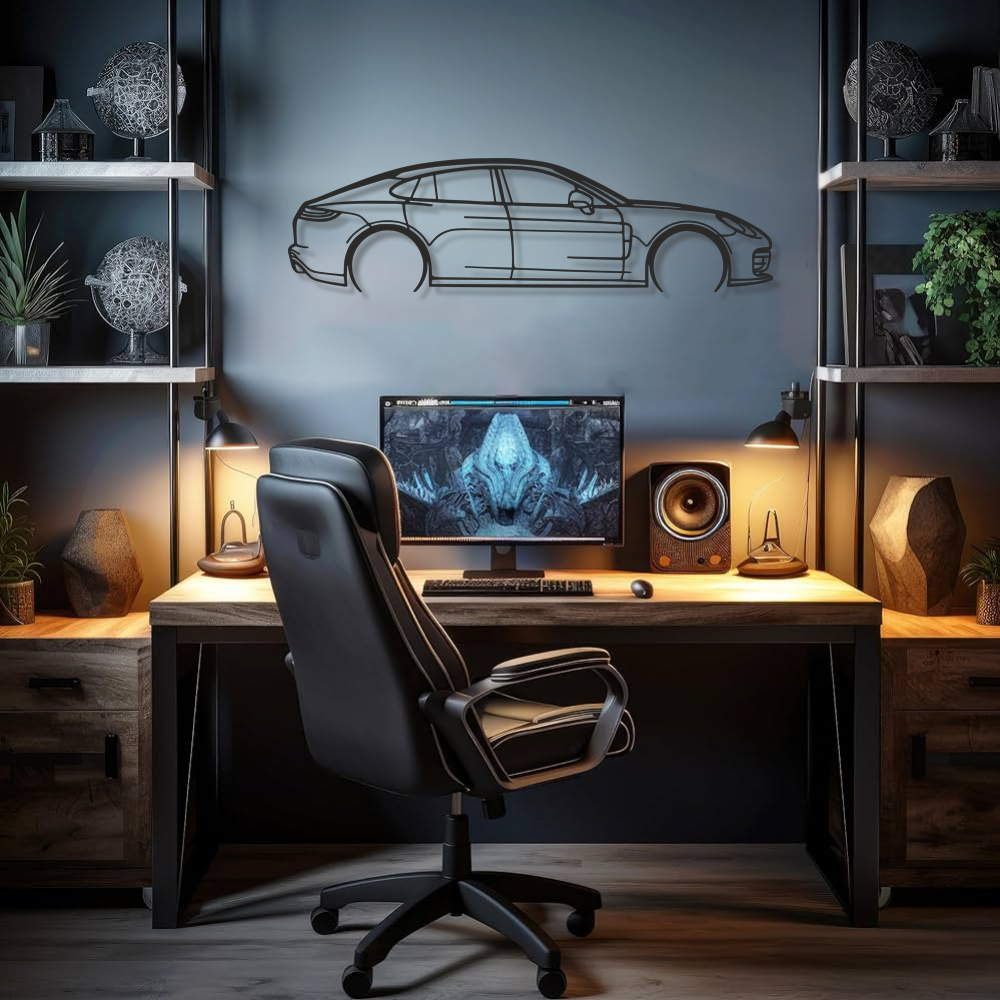 Porsche Panamera GTS Silhouette Metal Wall Art