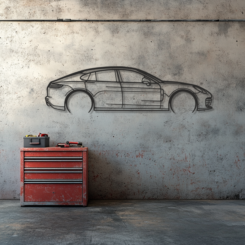 Porsche Panamera GTS Silhouette Metal Wall Art