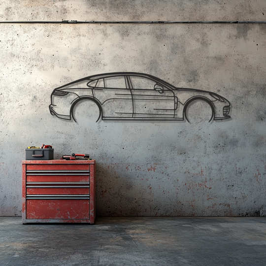 Porsche Panamera GTS Silhouette Metal Wall Art