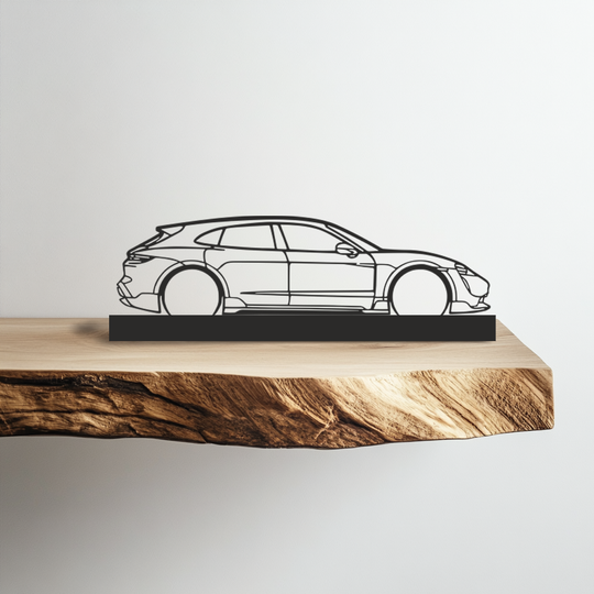 Porsche Taycan turbo Silhouette Metal Stand Art