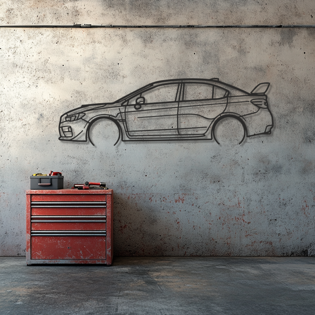 Subaru WRX Silhouette Metal Wall Art