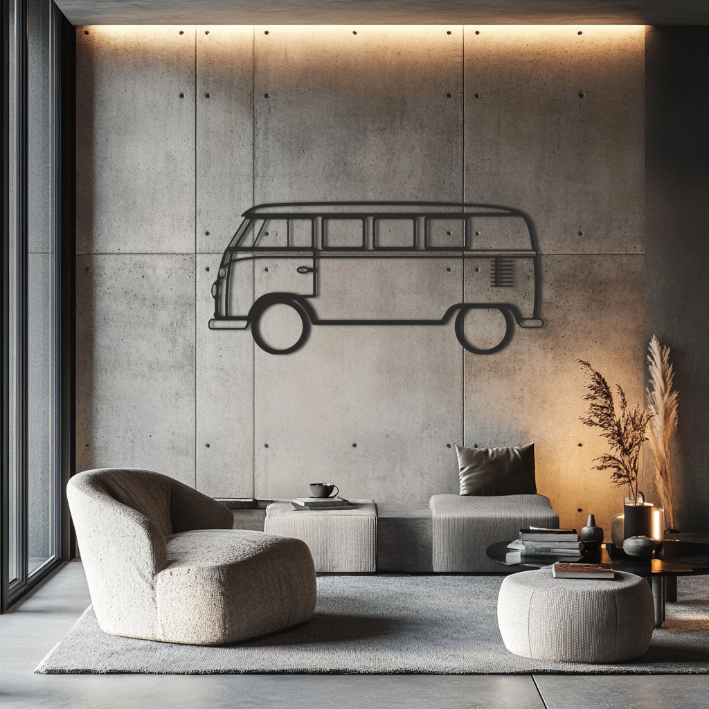Volkswagen Bulli T1 Silhouette Metallwanddeko