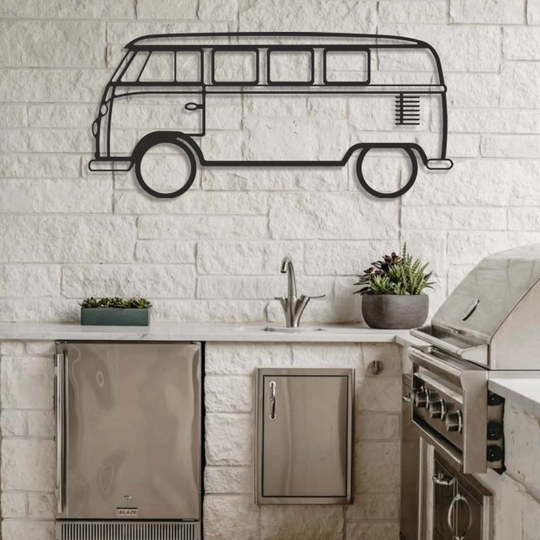 Volkswagen Bulli T1 Silhouette Metallwanddeko